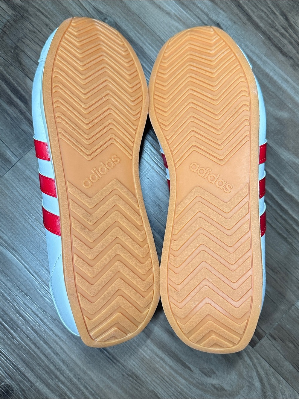 Adidas Men's White with Red Stripes Cloudfoam Comfort Sneaker - Picture 3 of 6